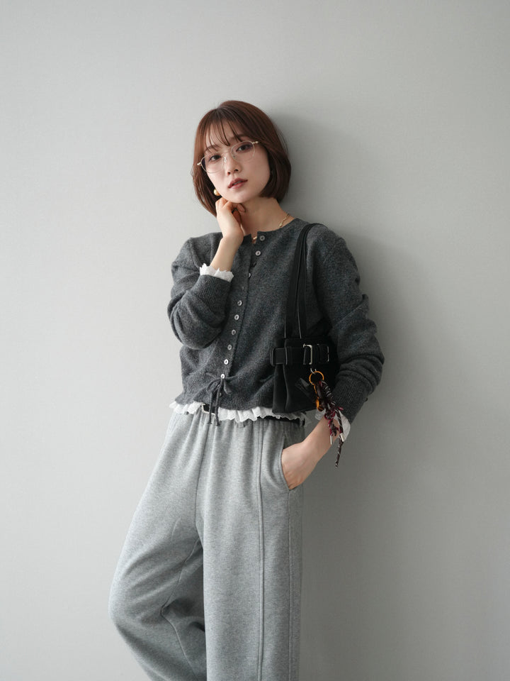 [SET]スカラップレース切り替ニットカーディガン+選べるアクセセット(2set)