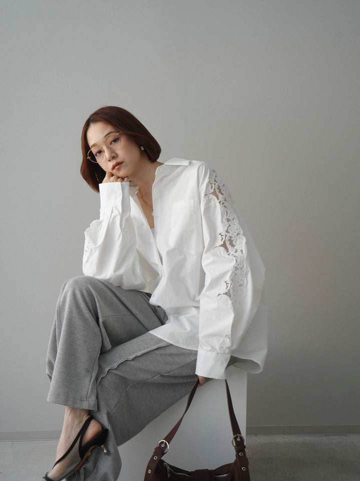 [SET]アームレースブロードシャツ+2WAYデザインスウェットパンツ(2set)