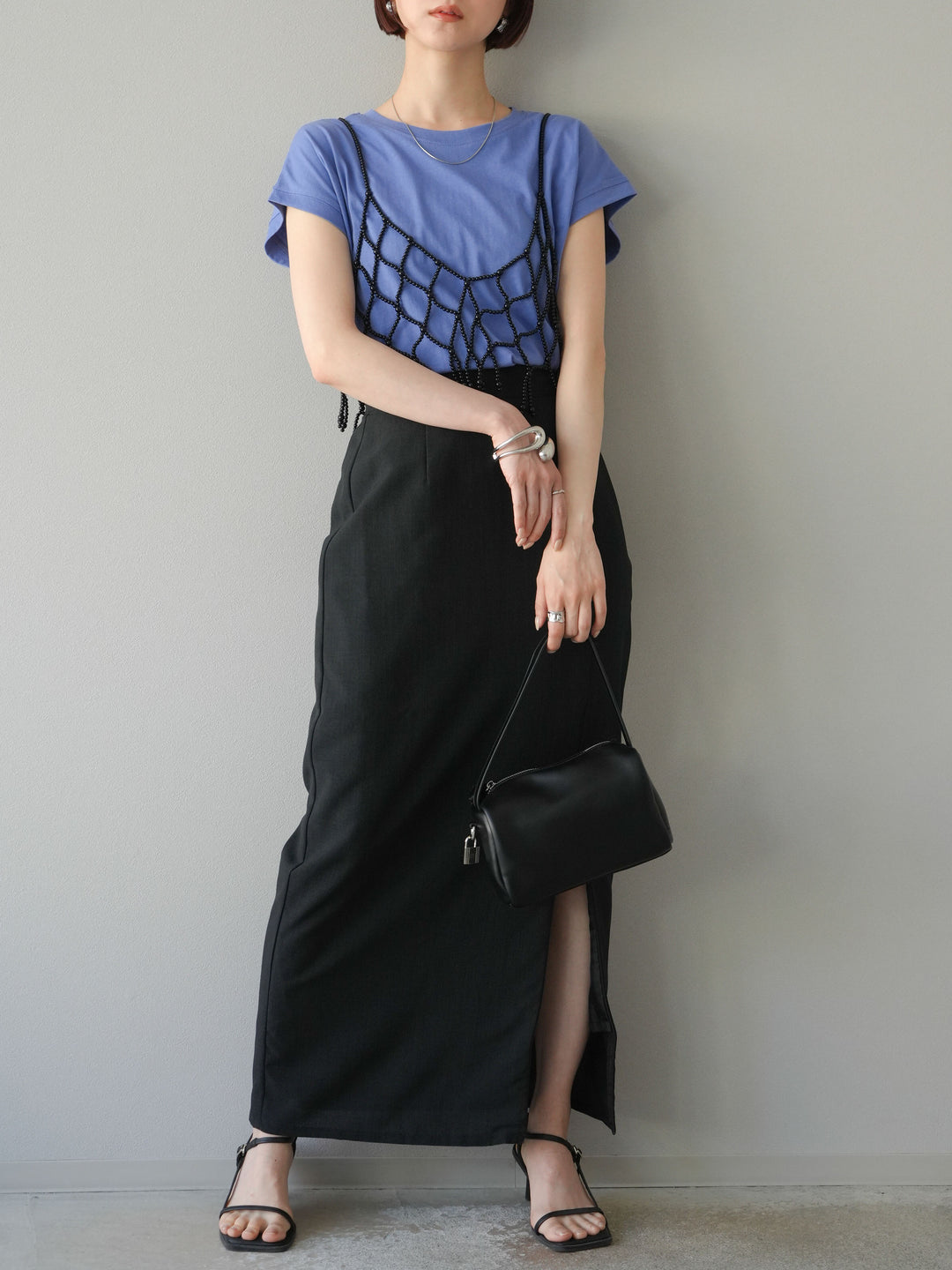 [予約]ビーズビスチェ/チャコール