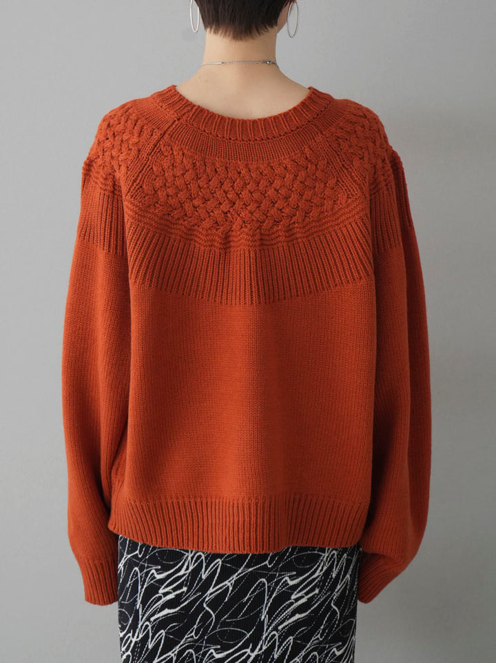 [Pre-order] Cable-switched knit pullover/orange