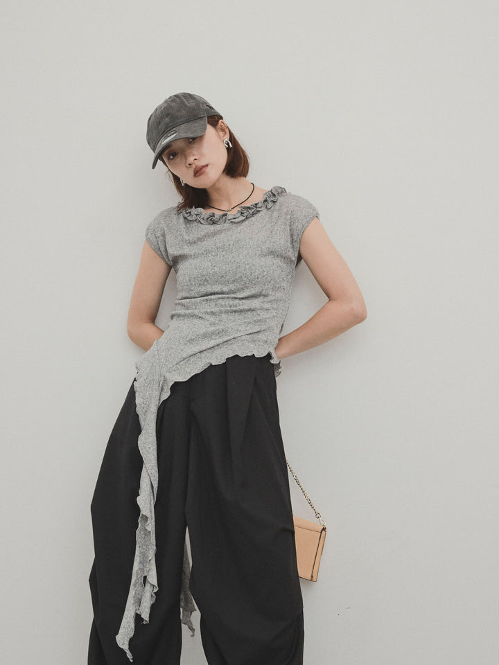 [SET]ラッフルシアーニットタンクトップ+ラッフルシアーニットタンクトップ(2set)