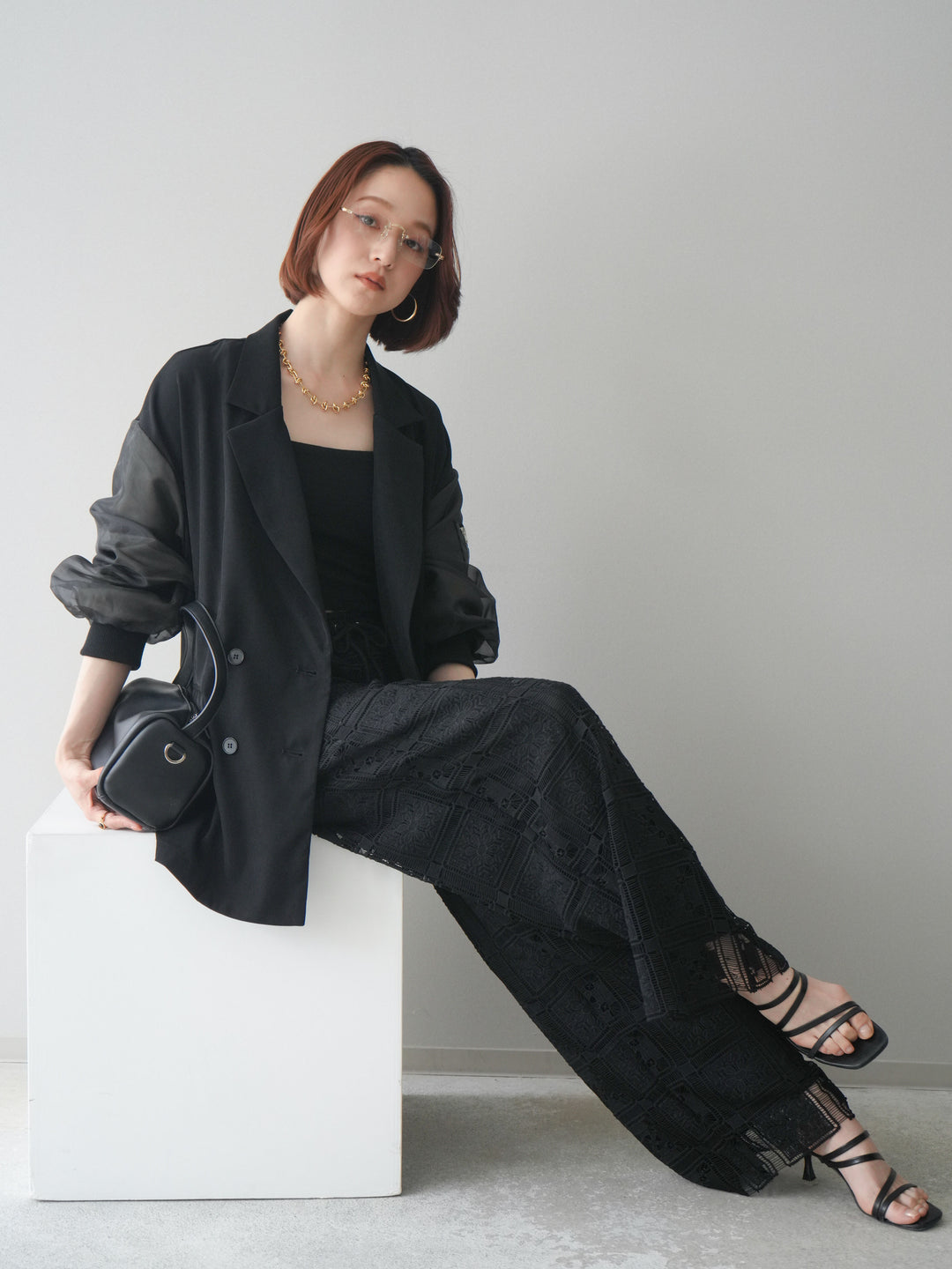 [SET]MA-1ドッキングデザインジャケット+パネルレースイージーパンツ(2set)