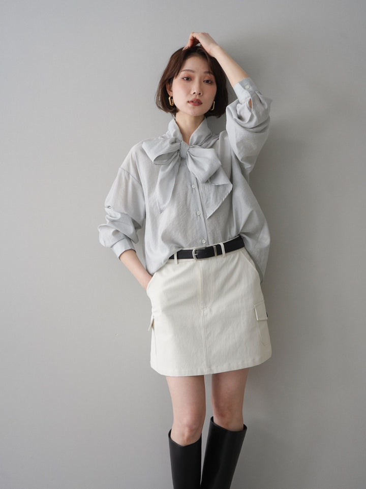 [SET]シアーボウタイブラウス+シアーボウタイブラウス(2set)