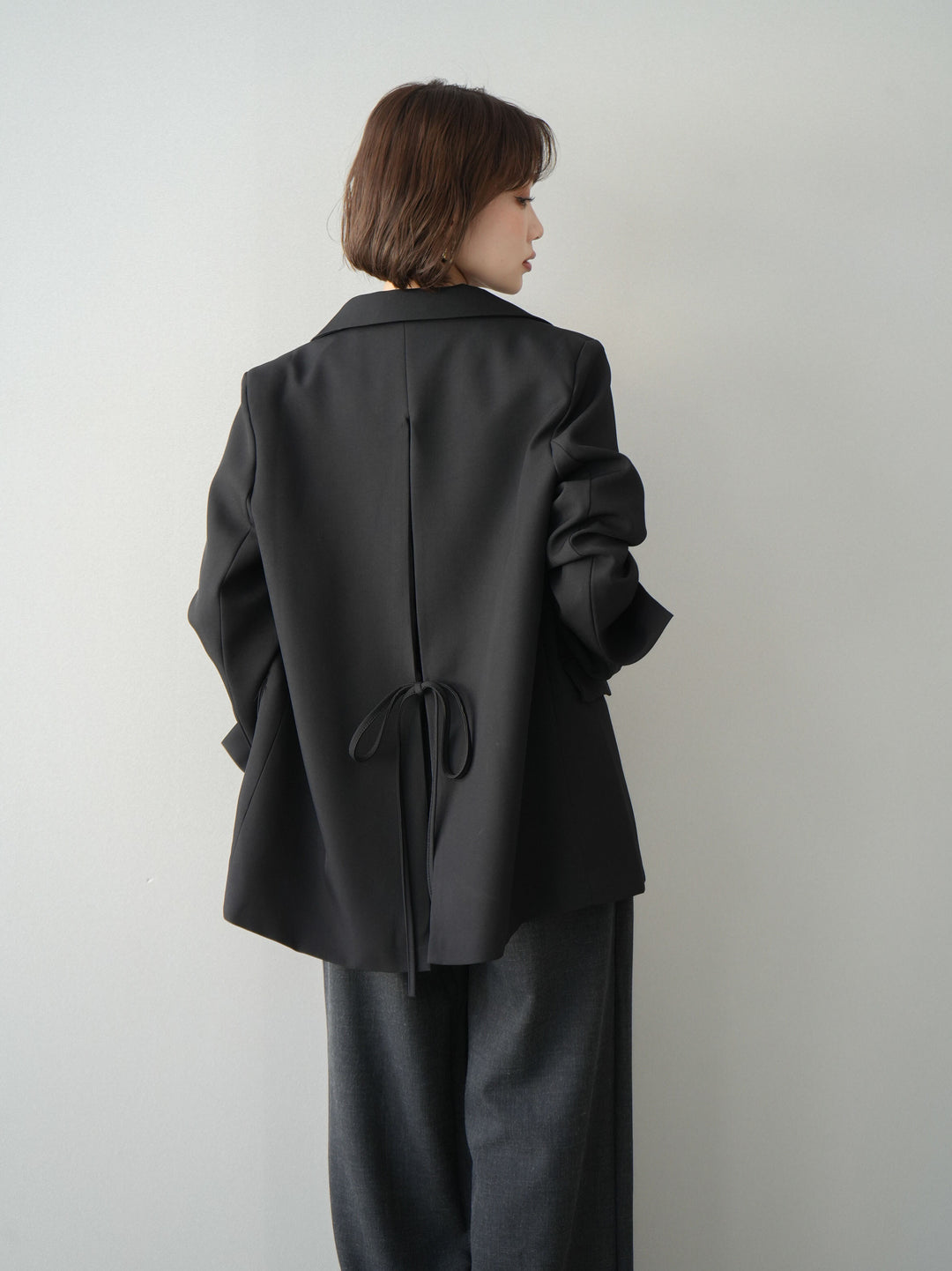 [SET]ベルト付ノースリーブトップス＆ワイドパンツSETUP+バックスリットデザインジャケット(2set)