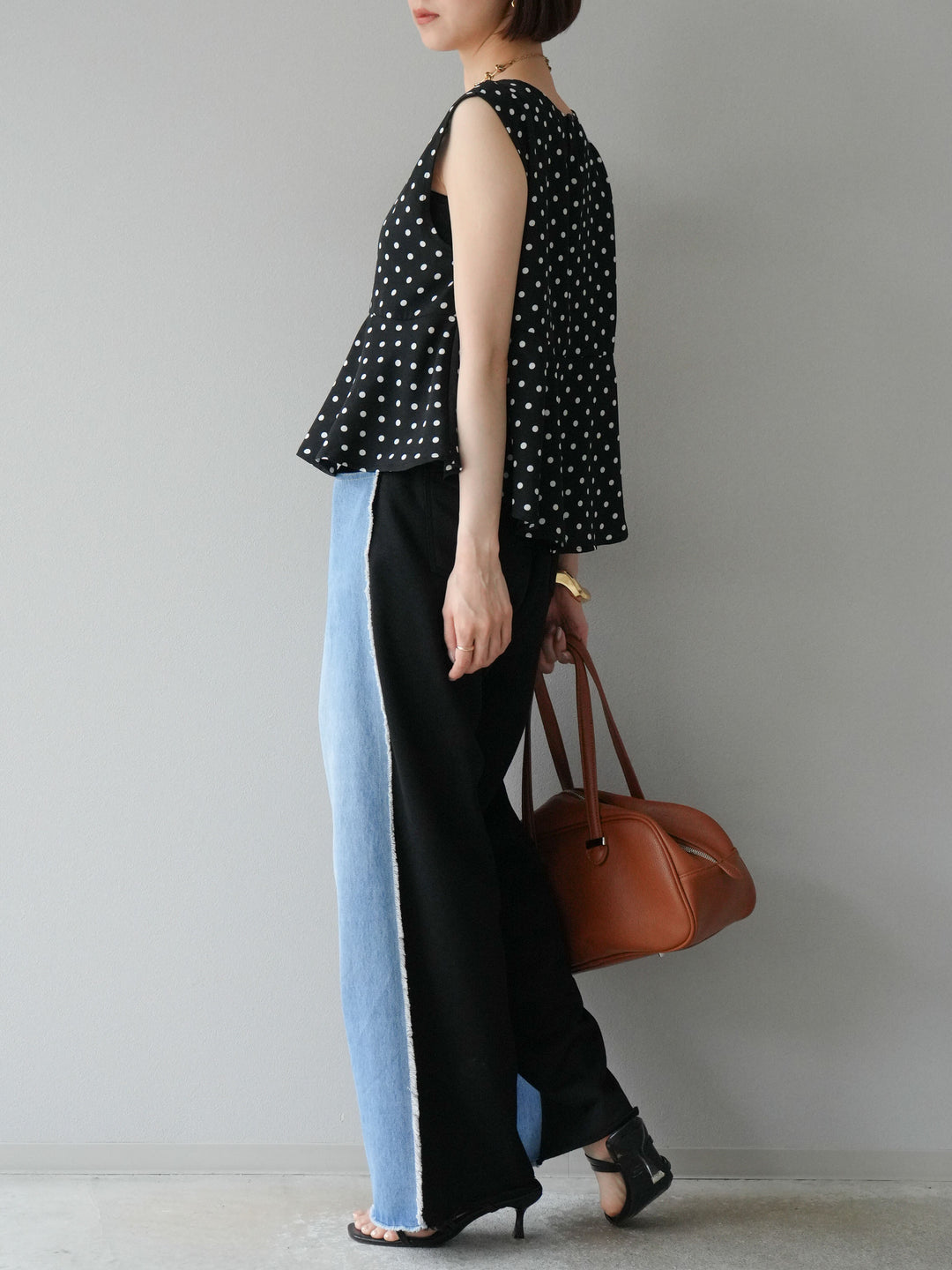 [予約]ドットぺプラムトップス/ブラック