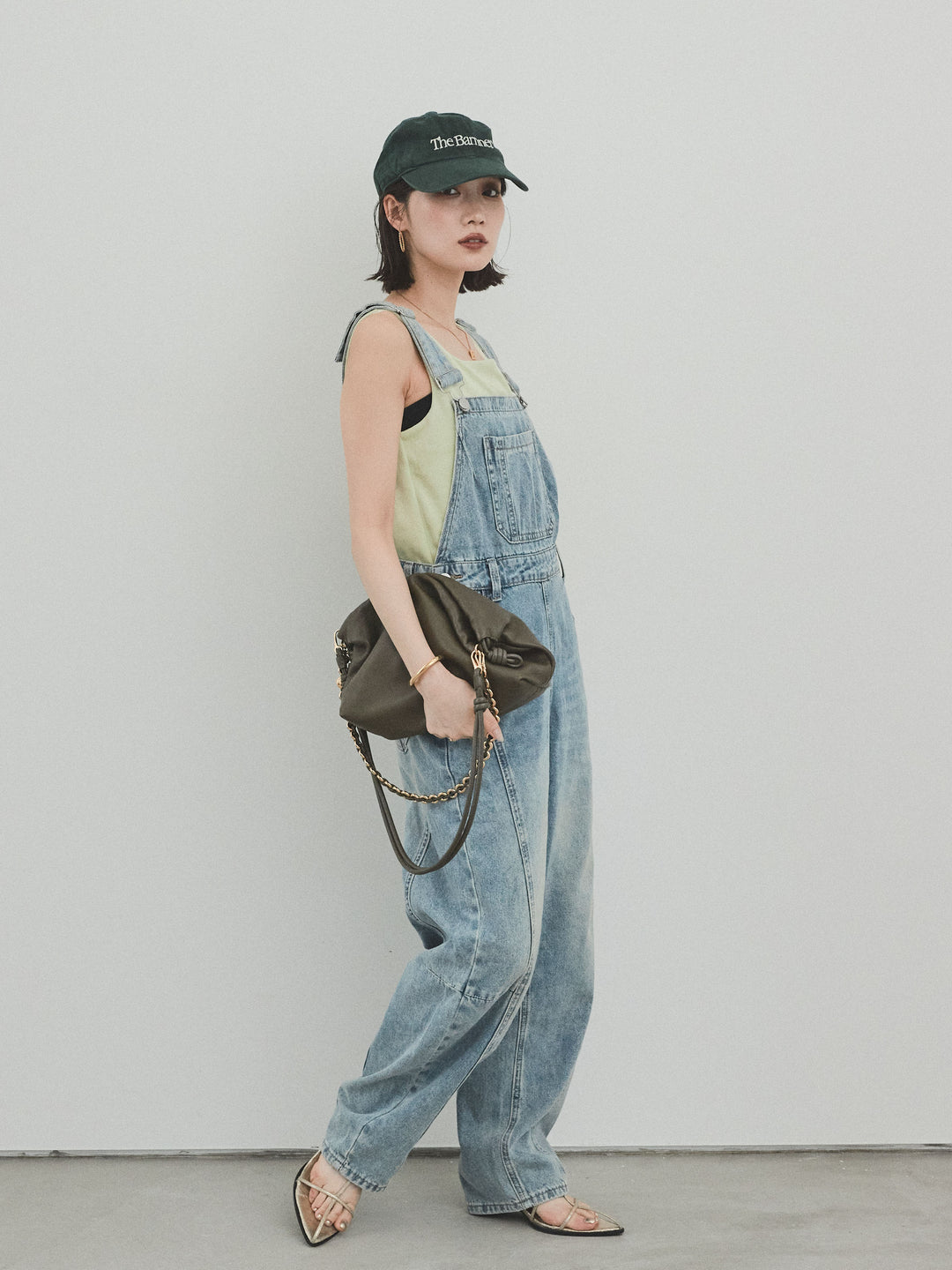 [予約]センターシームデニムサロペット /ライトブルー