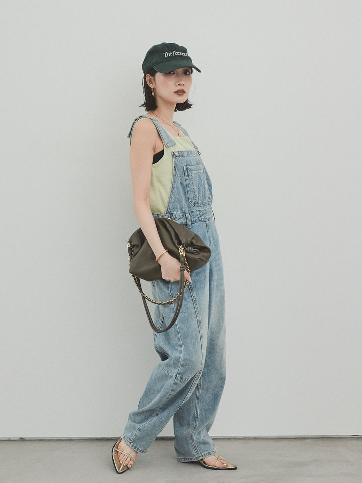 [予約]センターシームデニムサロペット /ライトブルー