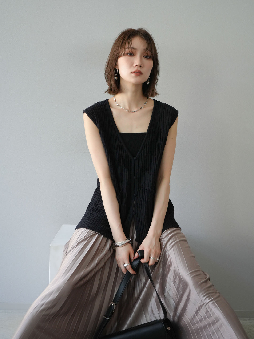 [預購] 波夏針織背心/黑色