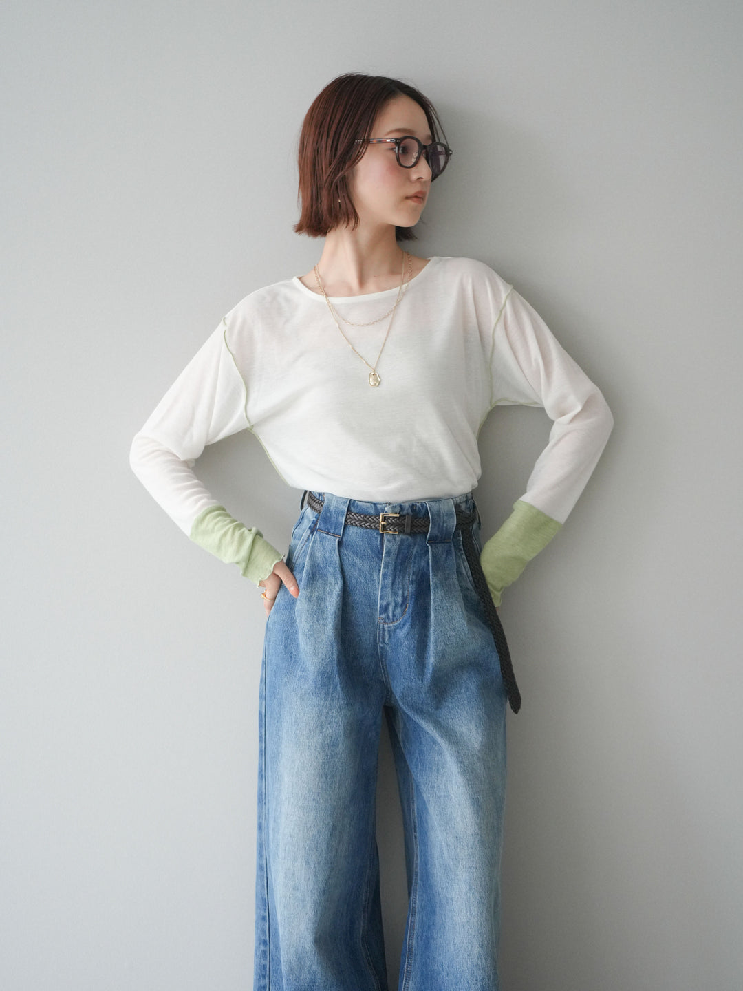 [SET]配色メロウトップス+配色メロウトップス(2set)