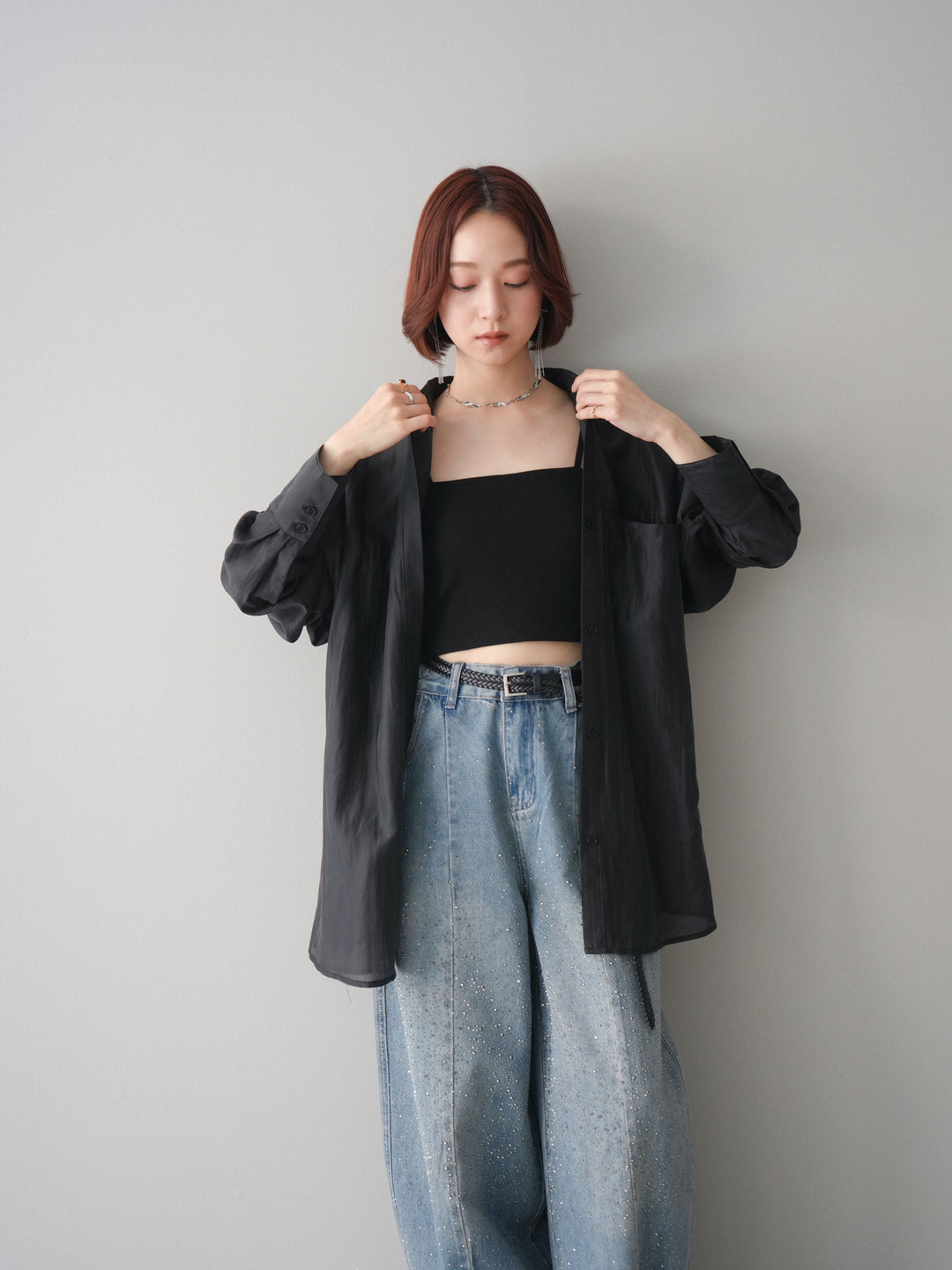 [予約]シアーオーバーシャツ/black
