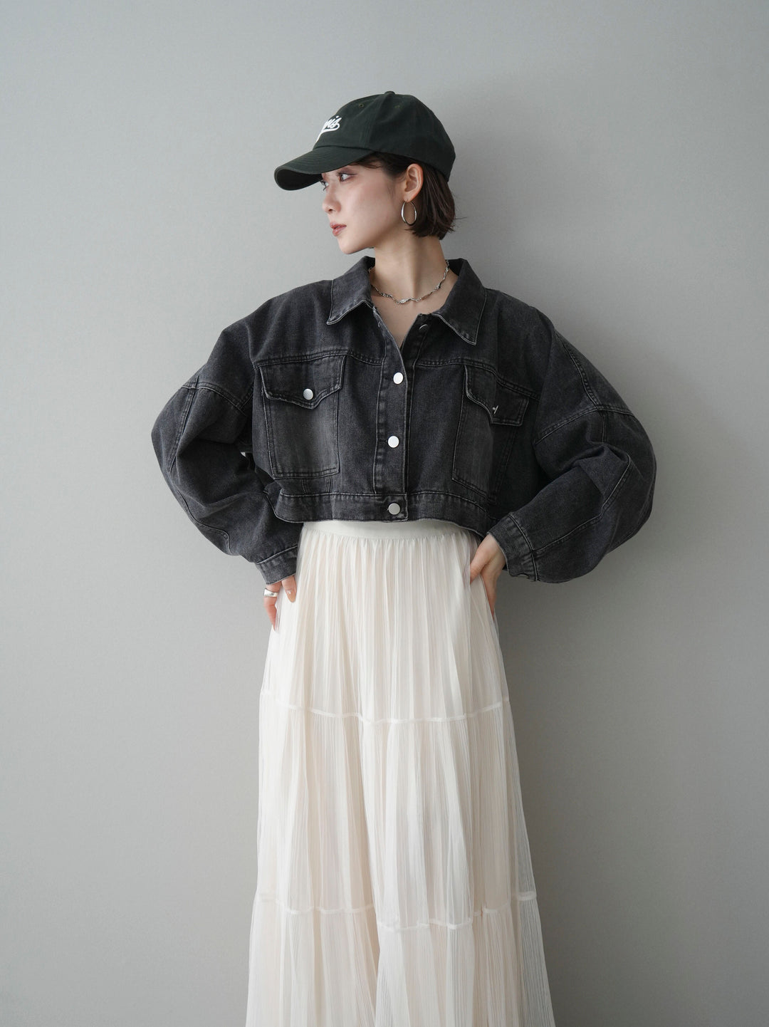 [予約]デニムショートシャツジャケット/black