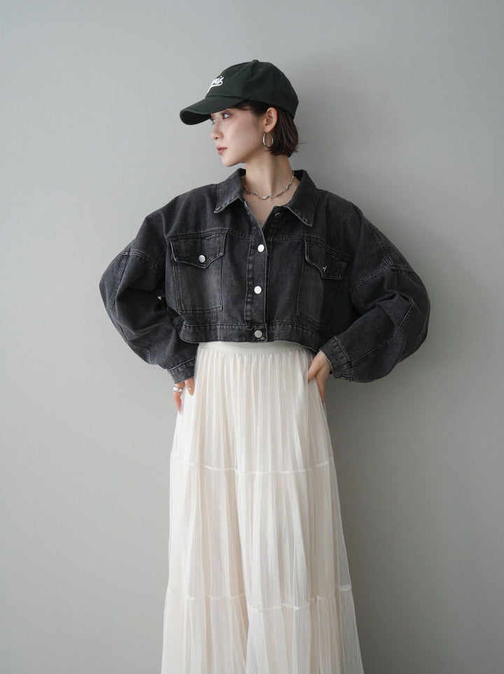 [予約]デニムショートシャツジャケット/black