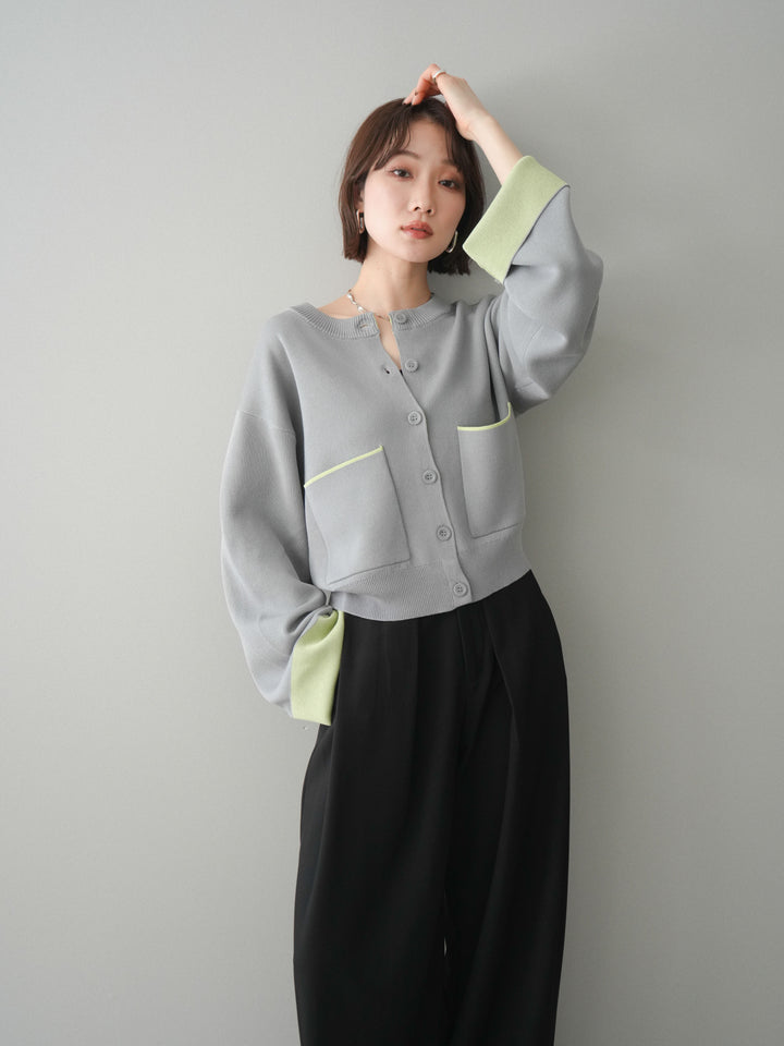 [SET]レーヨンポリダブルフェイスニットカーディガン+ベルトループデザインワイドパンツ(2set)