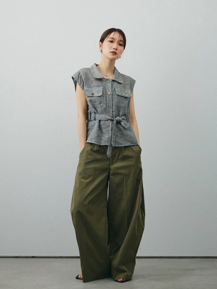 [予約]ミックスヤーンメッシュブラウス/ブラック