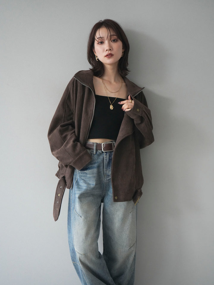 [予約]スエードライダースミドルジャケット/brown