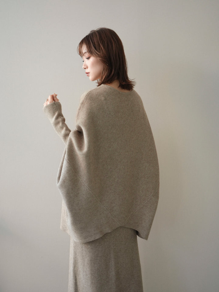 [SET]ウール混ドルマンニット&スカートSET UP+選べるアクセセット(2set)