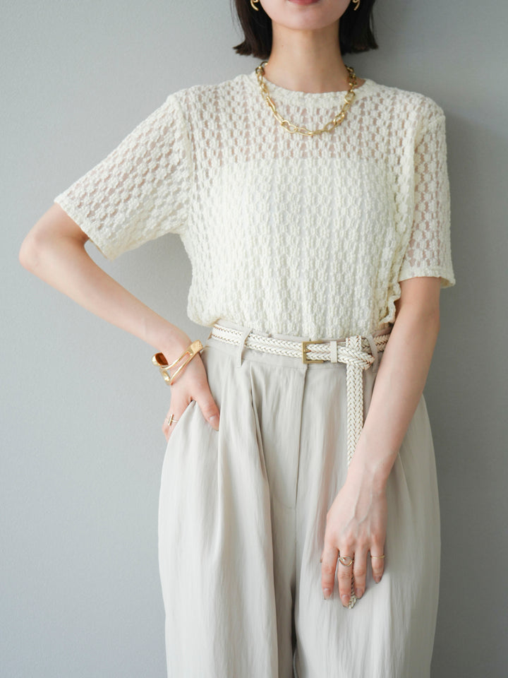 [SET]カットレースTシャツ+選べるアクセセット(2set)