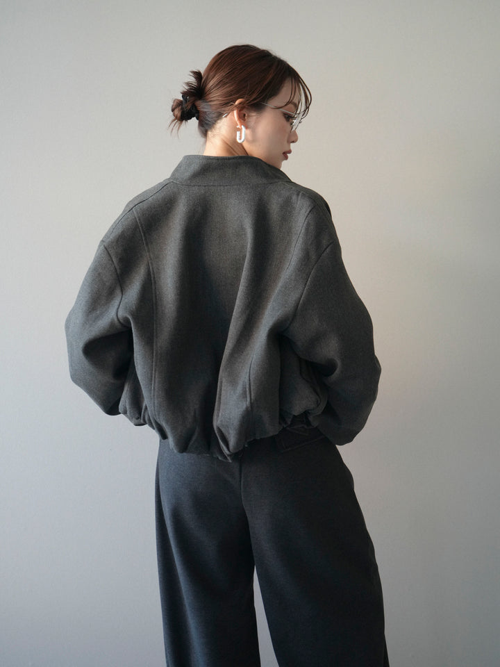 [予約]タックデザインジップブルゾン/charcoal