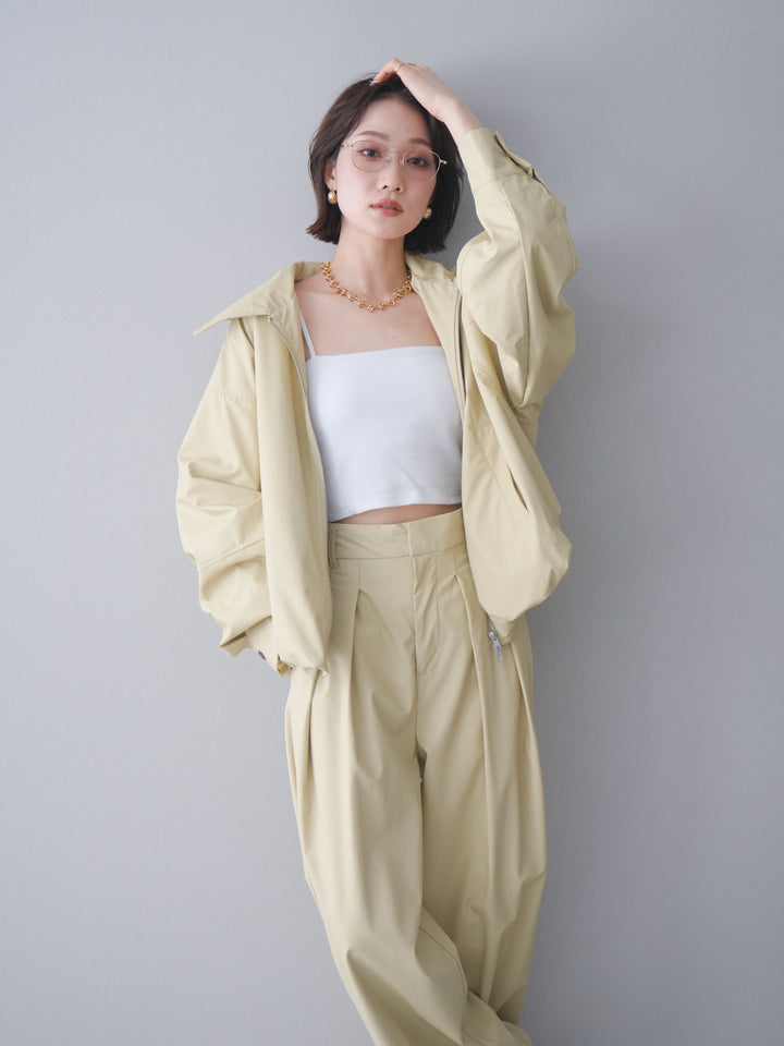 [予約]ウォッシャブルフェイクレザーバルーンジャケット/yellow