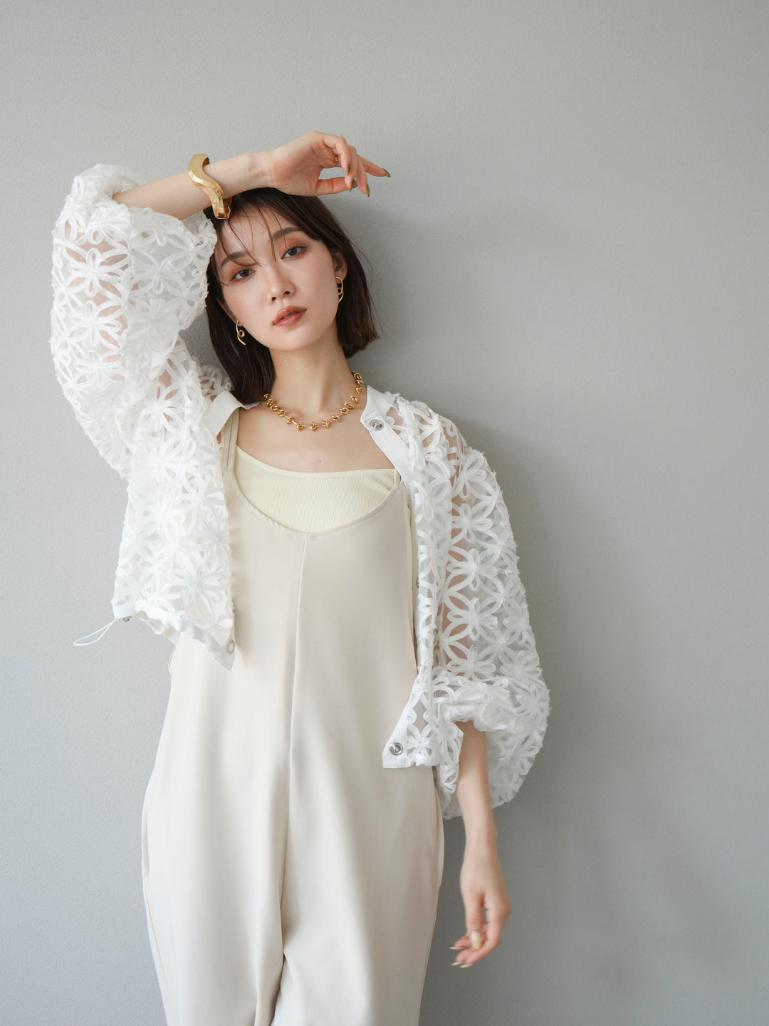 [予約]テープレースシアーブルゾン/オフホワイト