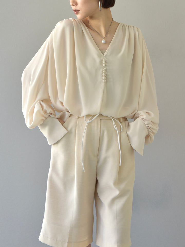 [予約]TUCK CHIFFON BLOUSE/IVORY