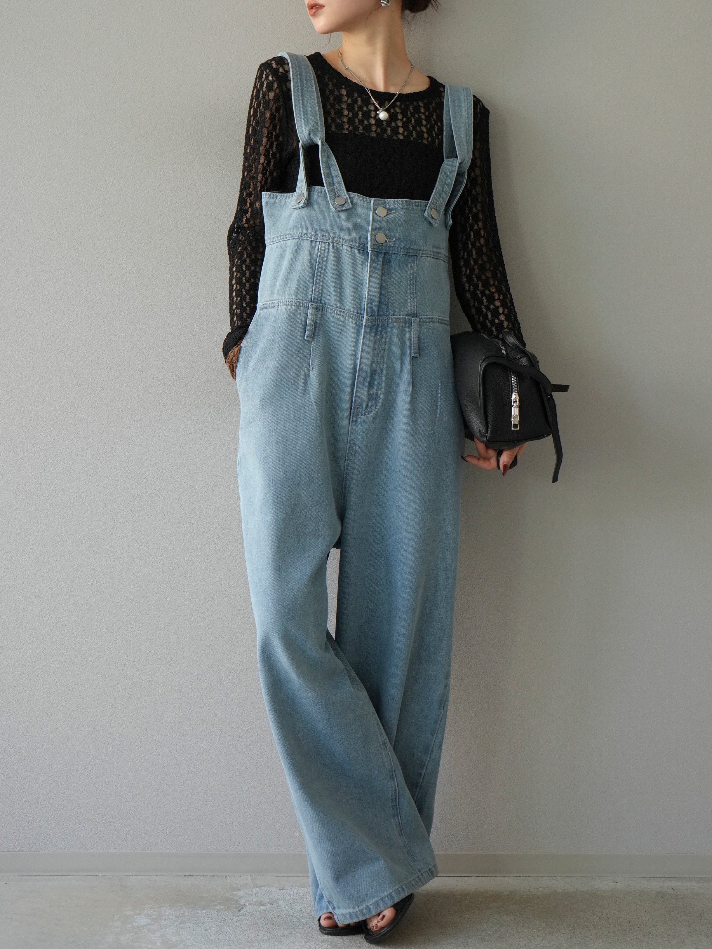 予約]デニムオーバーハイウエストサロペット/ブルー – Lumier