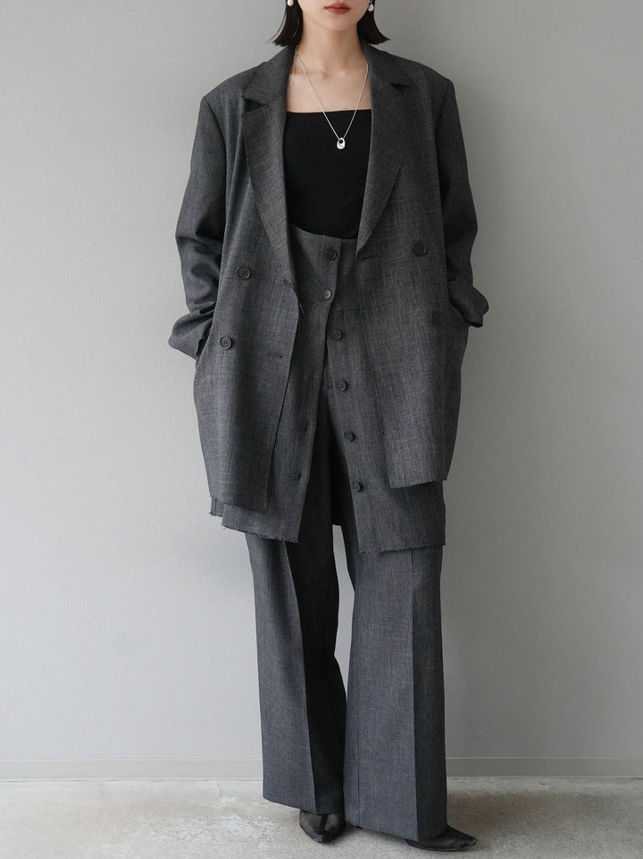 [予約]カットオフダブルブレストジャケット/ブラック