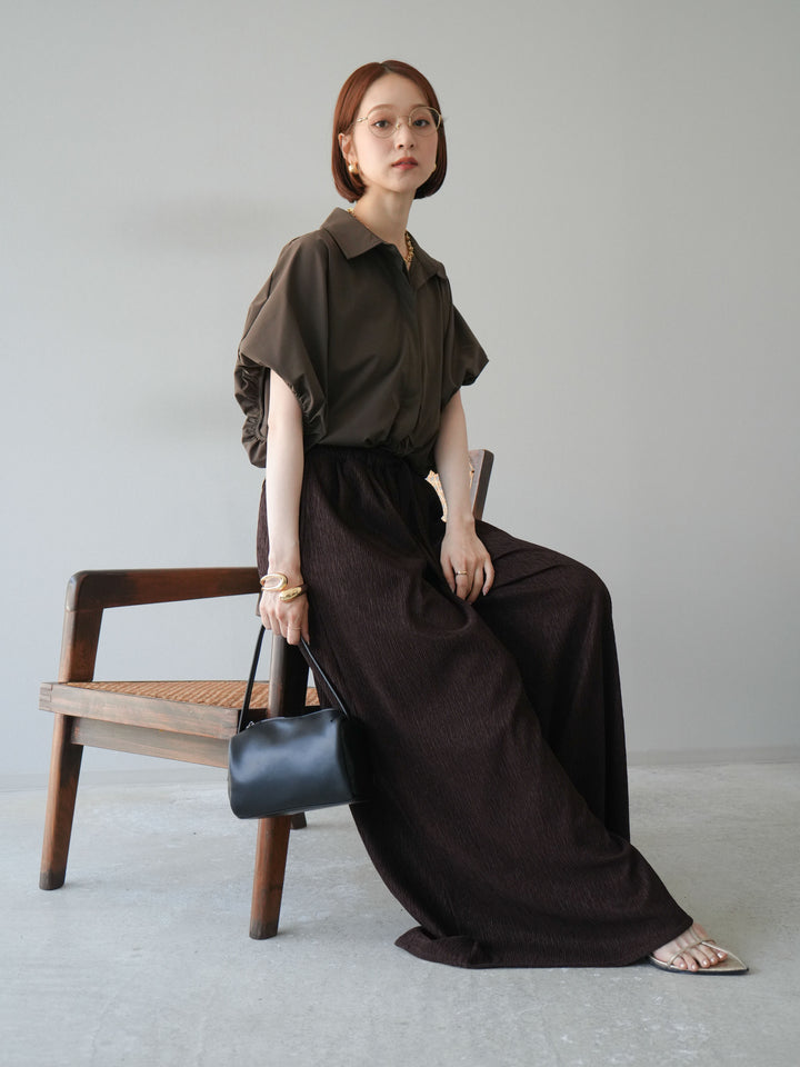 [予約]ICE TOUCHパフスリーブシャツ/ブラウン