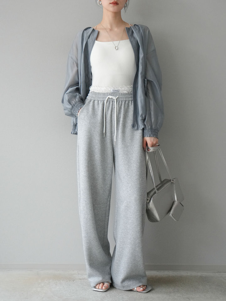 【預訂】褶襉設計透視上衣/灰色