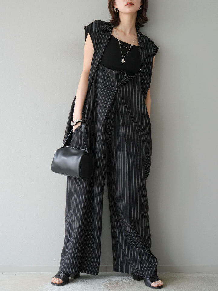 [予約]ヘリンボーンストライプジレ/ブラック