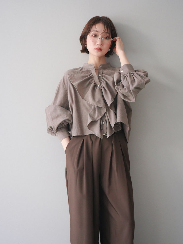 [SET]ラッフルフレアショートブラウス+ラッフルフレアショートブラウス(2set)