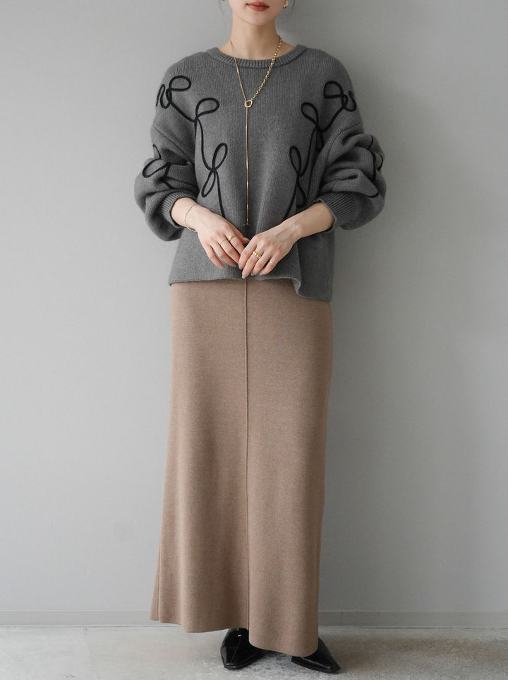 [予約]スクエアネックニットワンピース/ベージュ