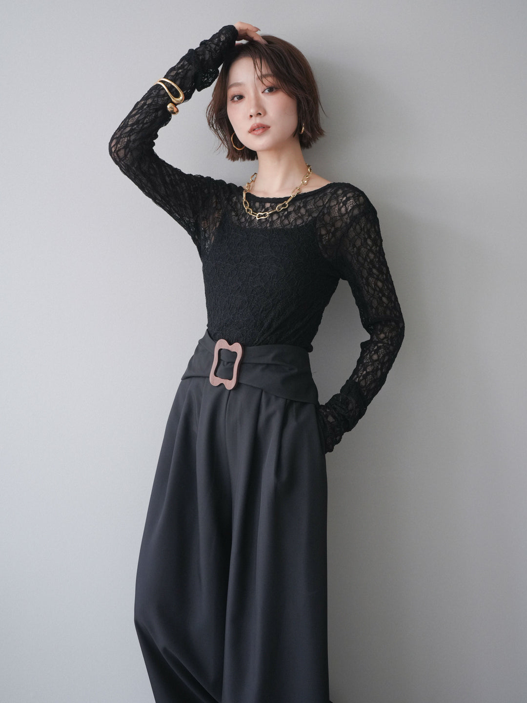[予約]バックラウンドジャガードレーストップス/black