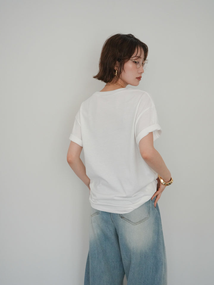 [予約]レースコラージュロゴTシャツ/off