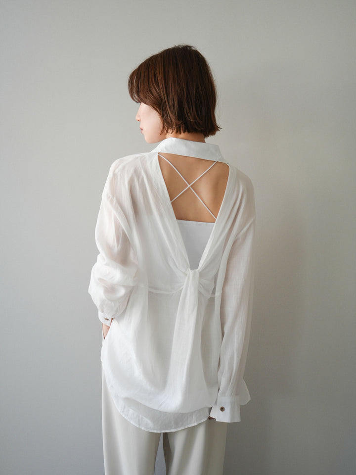 [予約]バックオープンツイストシャツ/white