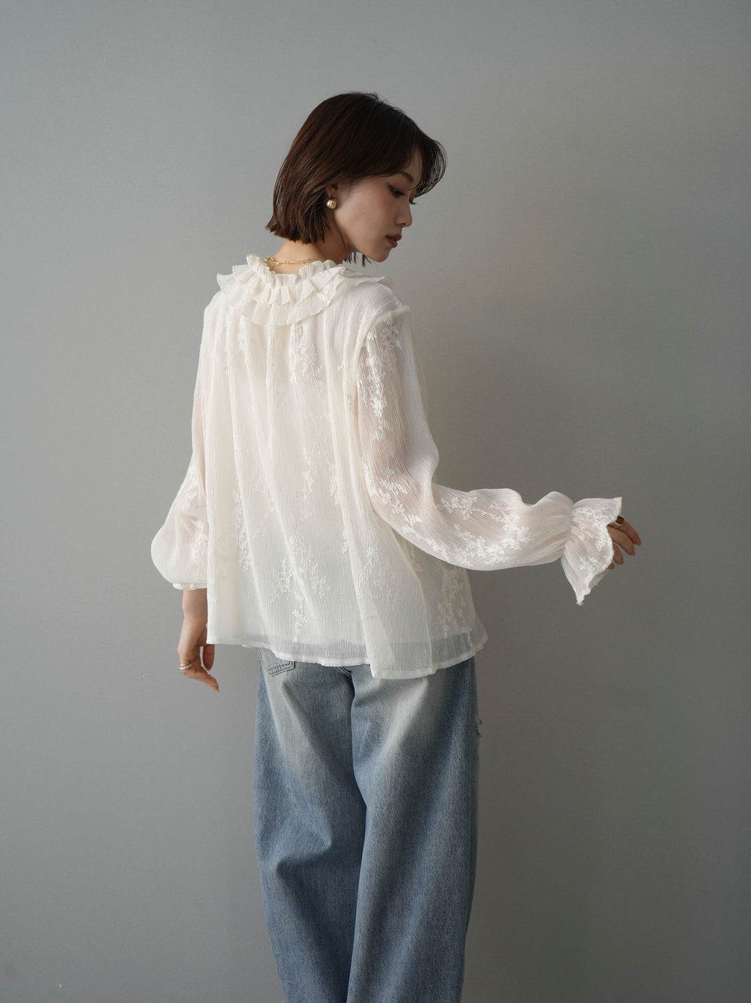 [予約]楊柳ラッフルフリルカーディガン/ivory
