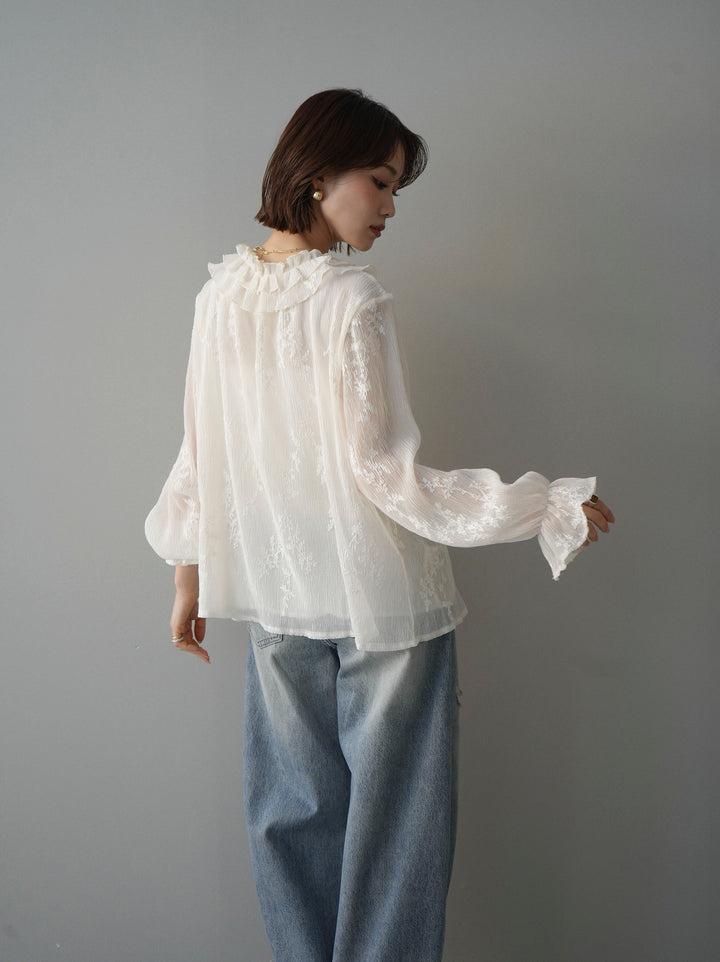[予約]楊柳ラッフルフリルカーディガン/ivory