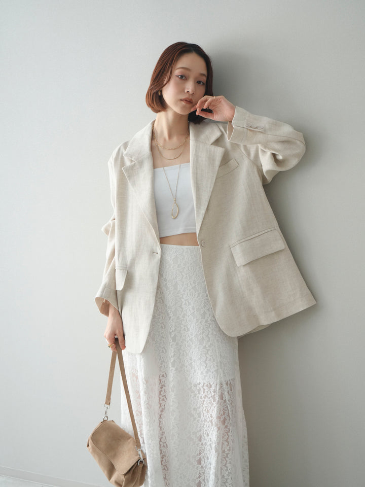 [予約]リネンタッチオーバージャケット/ivory