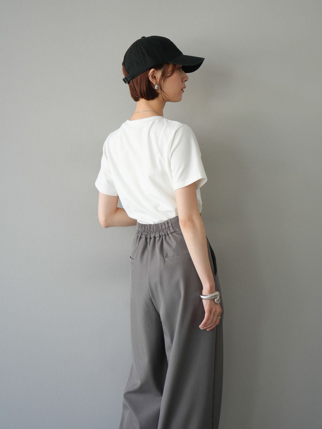 [SET]ビスチェデザインTシャツ+ジップタックワイドパンツ(2set)