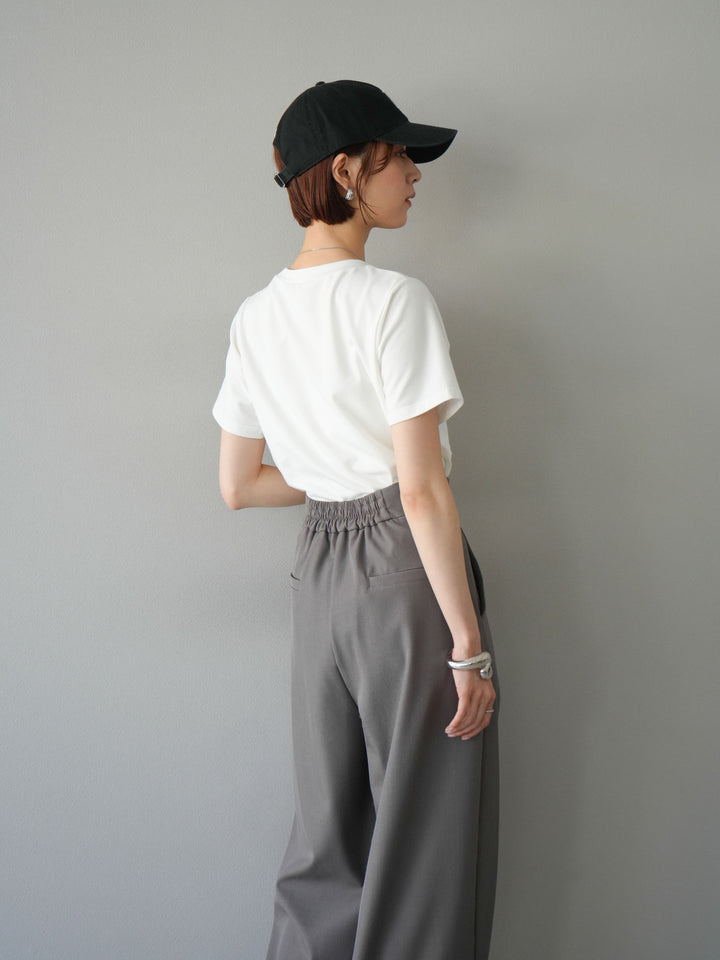 [SET]ビスチェデザインTシャツ+ジップタックワイドパンツ(2set)