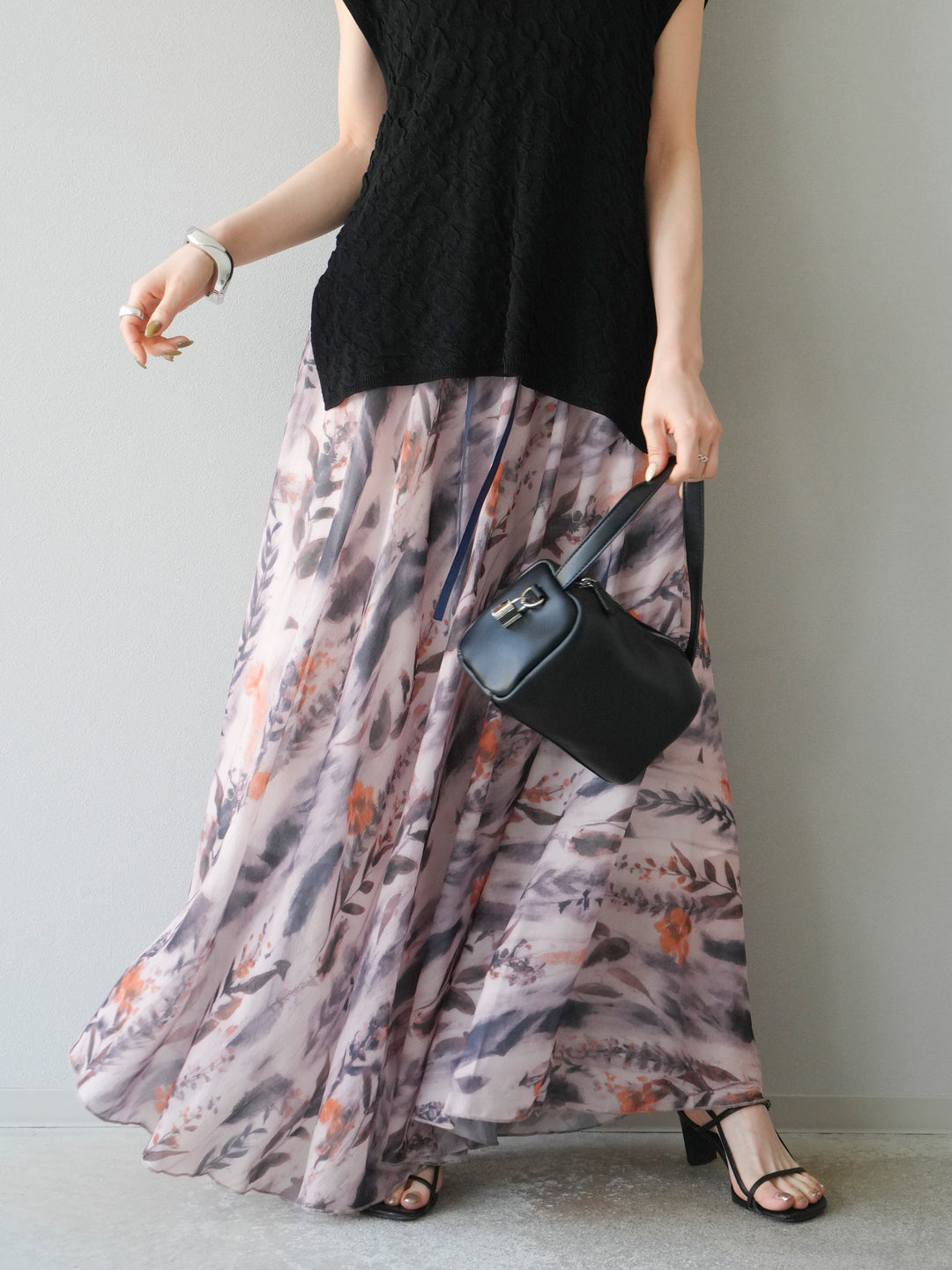 [予約]アソートプリントワッシャーフレアスカート/A