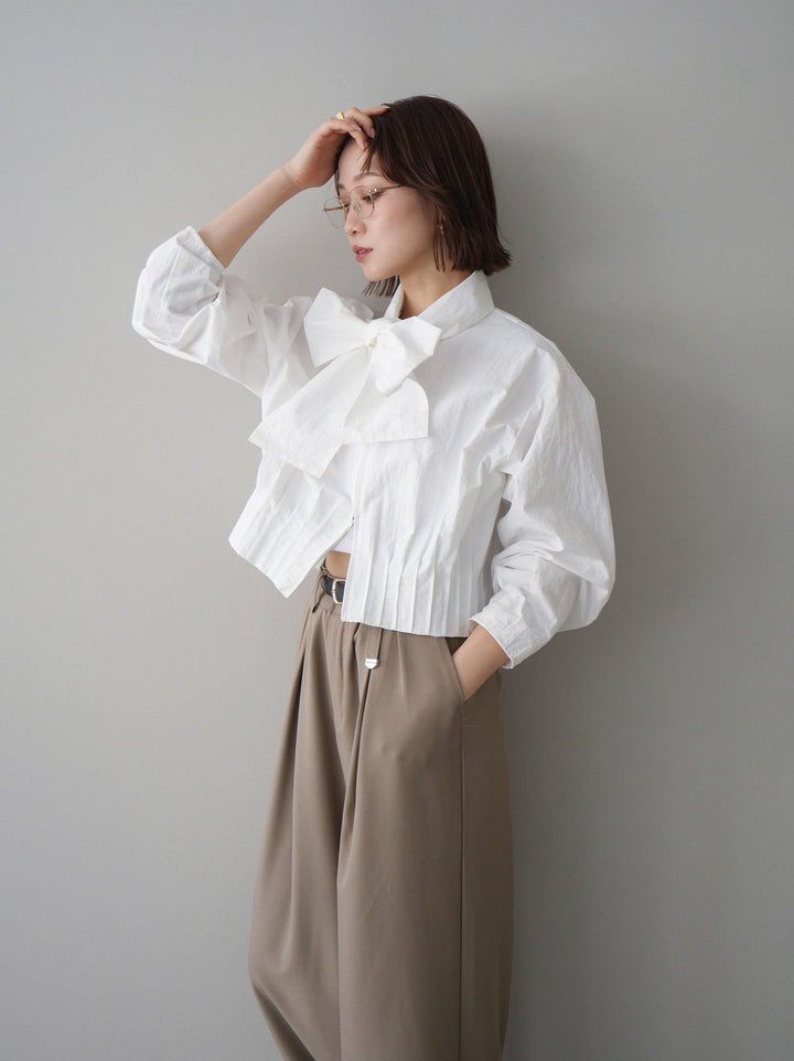 [SET]ボウタイ裾プリーツライトジャケット+選べるアクセセット(2set)