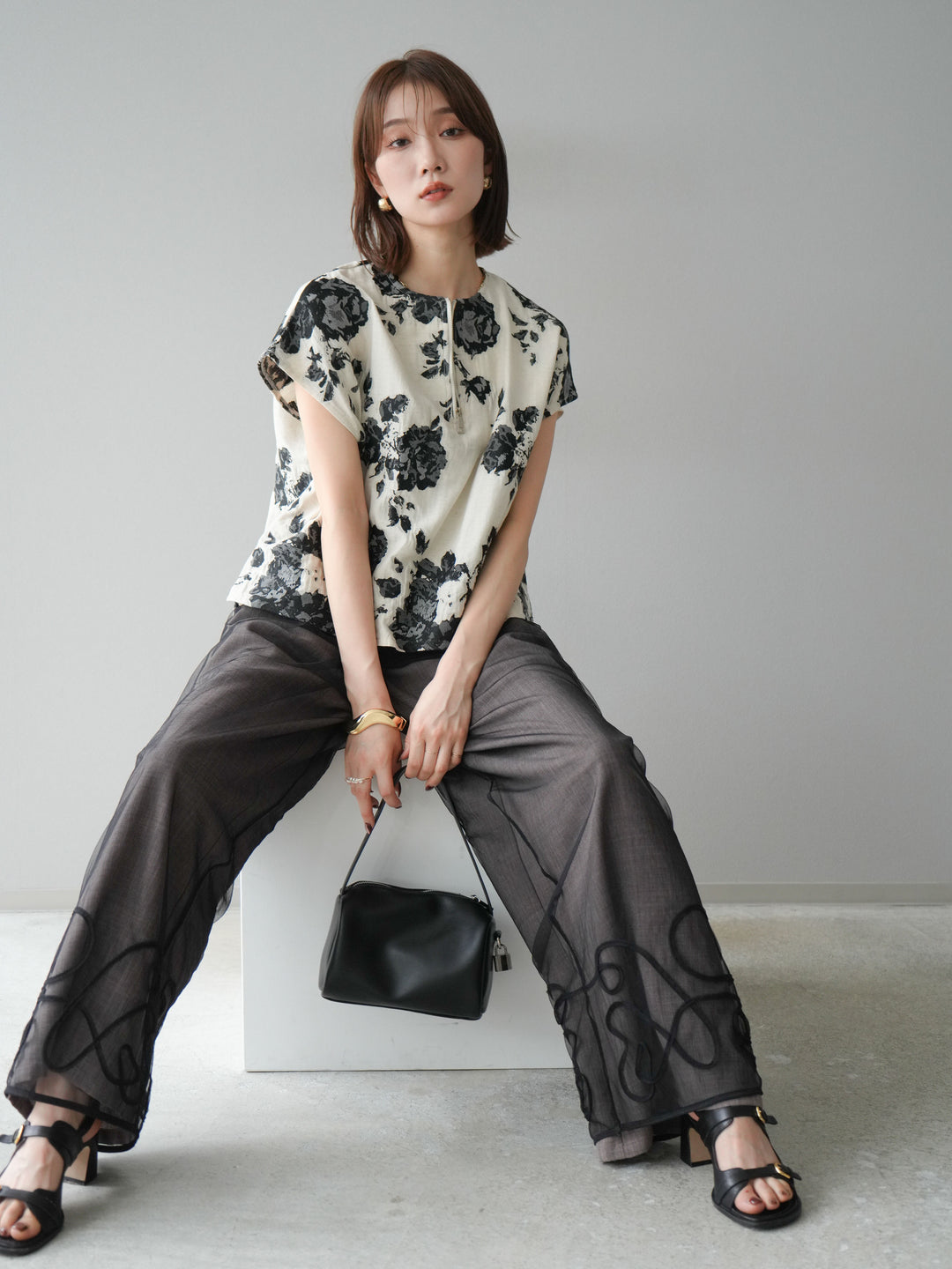 [予約]ジャガードZIPプルオーバー/ブラック