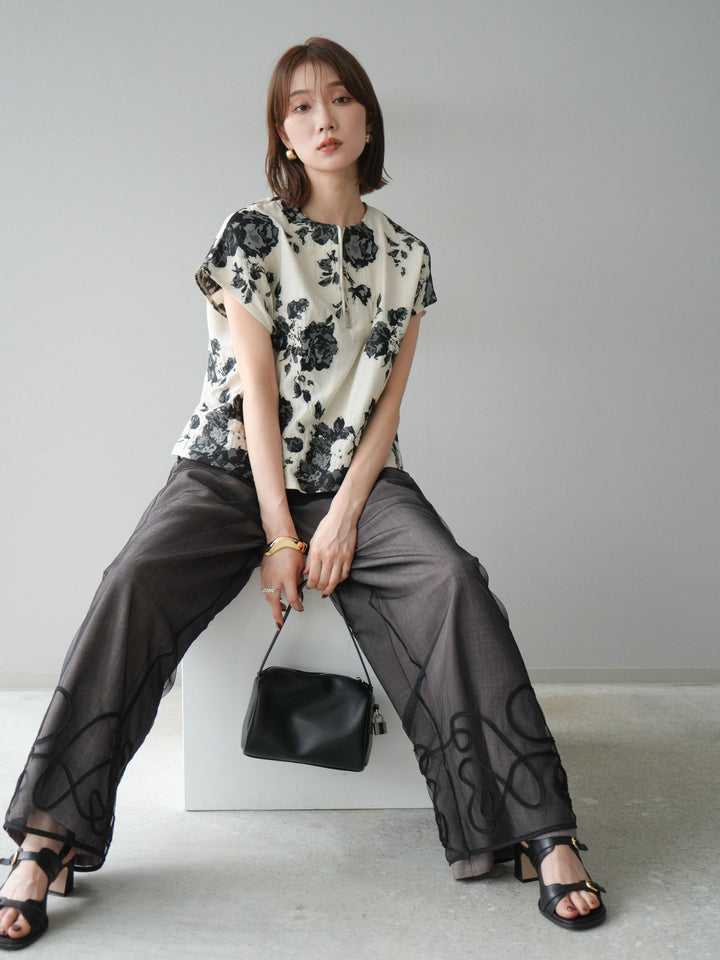 [予約]ジャガードZIPプルオーバー/ブラック