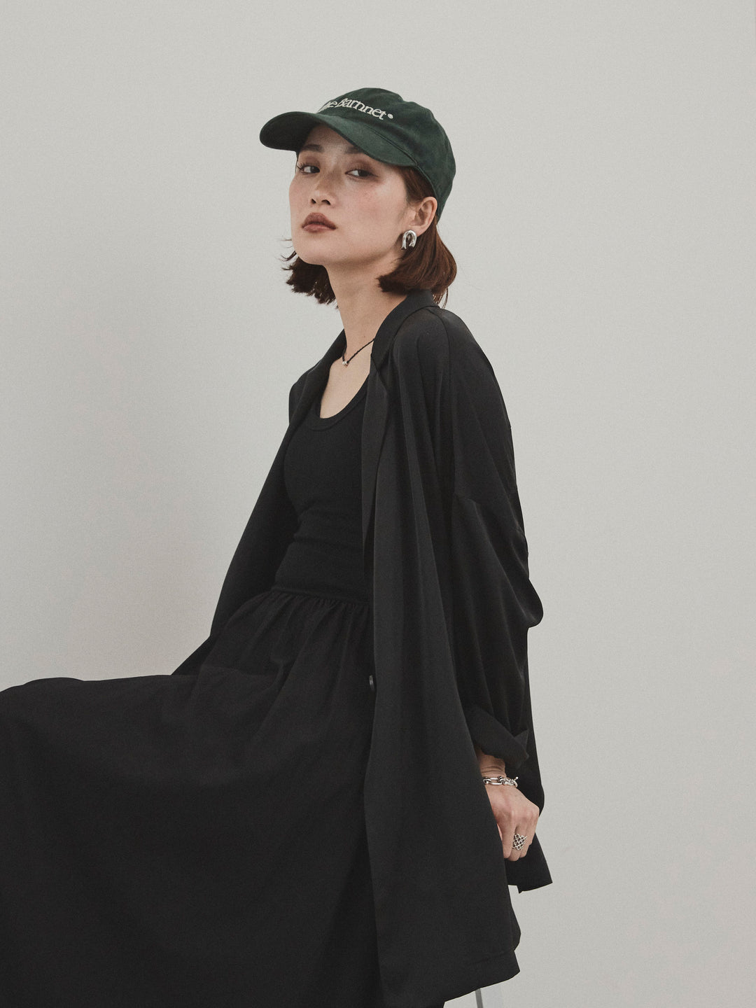 [予約]リブドッキングフレアワンピース/ブラック