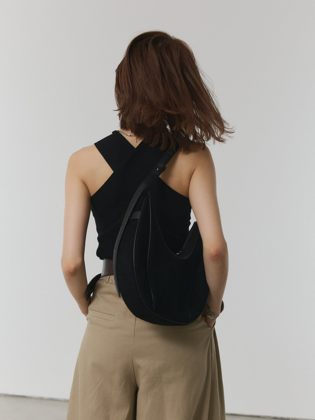 【Allure】[SET]クロスリブニットタンクトップ+ベルト付ダブルループワイドパンツ(2set)