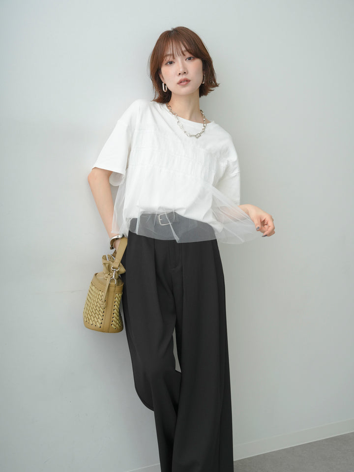 [SET]ギャザーチュールドッキングTEE+選べるアクセセット(2set)