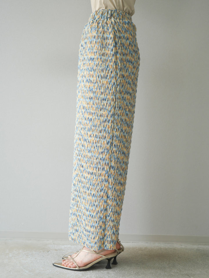 [予約]マルチカラーランダムプリーツタイトスカート/イエロー