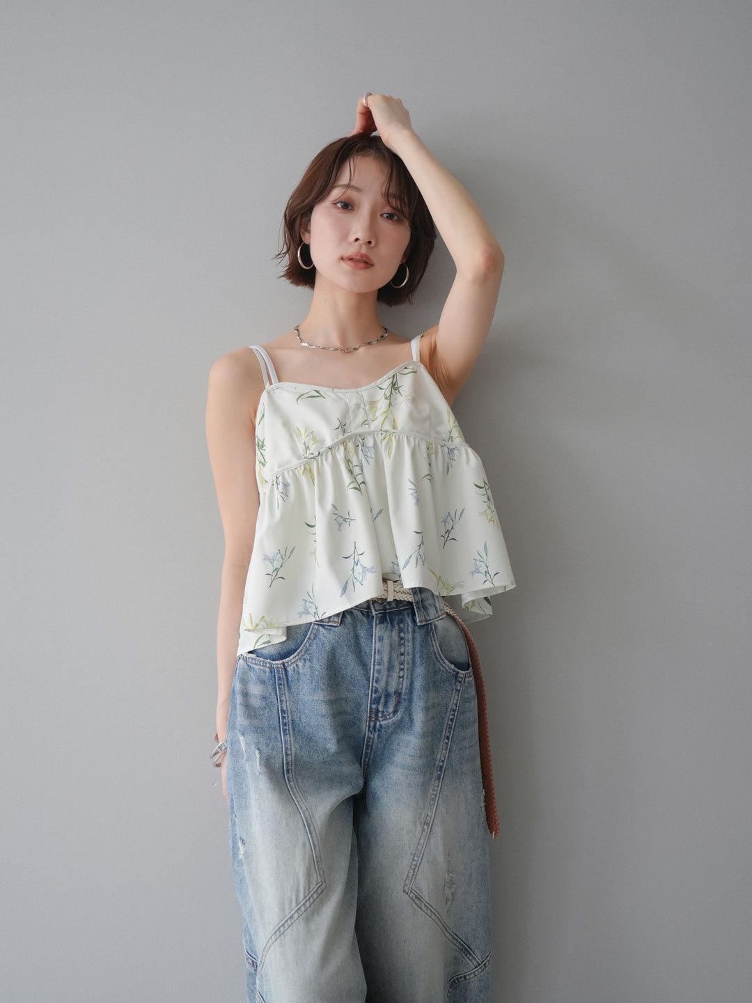 [SET]フラワープリントキャミソール+フラワープリントキャミソール(2set)