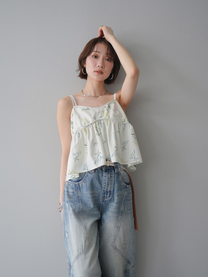 [SET]フラワープリントキャミソール+フラワープリントキャミソール(2set)